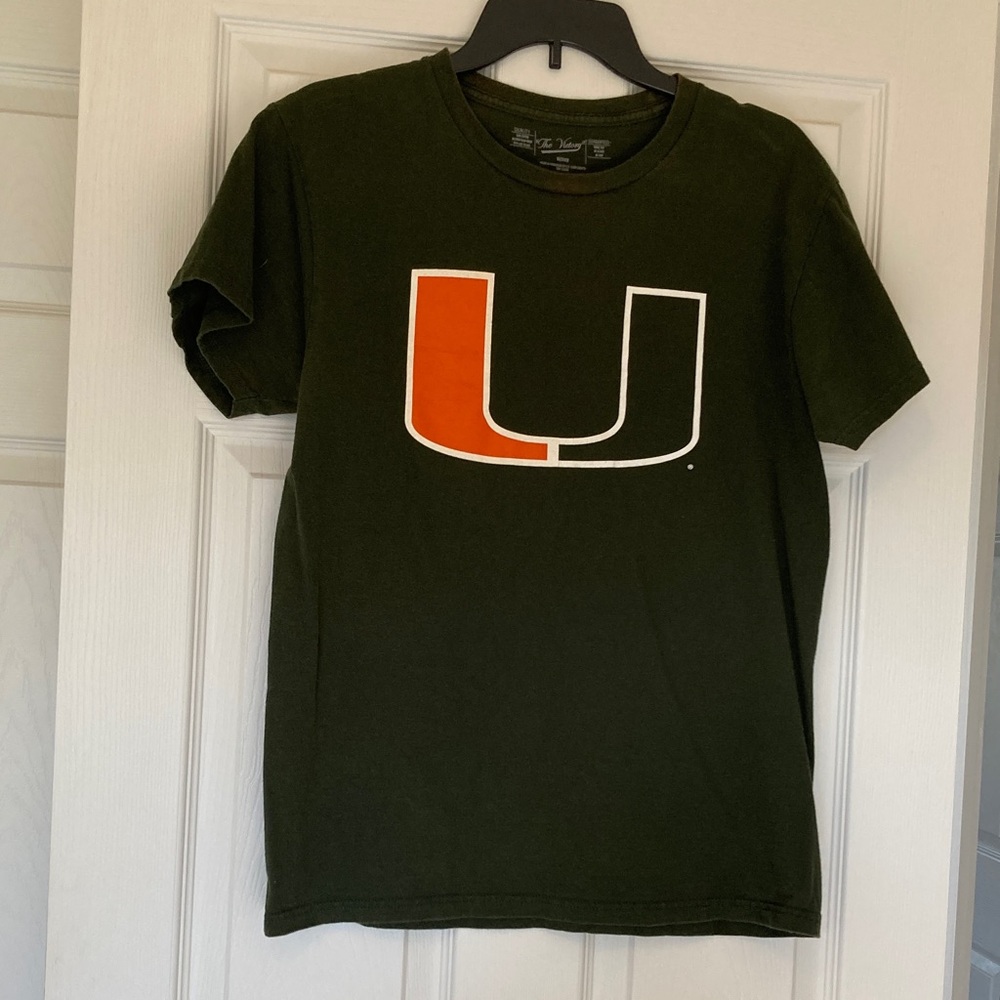 Men's Green T-Shirt with Orange and White Logo